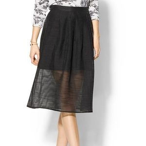 Piperlime Sheer Stripe Midi Skirt Blk NWT